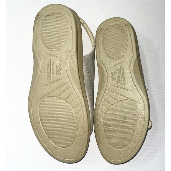 Sas Slingback Sandals Women's 8 WW Bone Trio ii Leather Comfort Walking Wide
